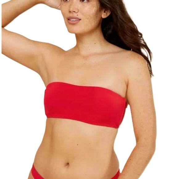 Andie Swim Red Bikini Top The Rio Bandeau - Picture 1 of 7